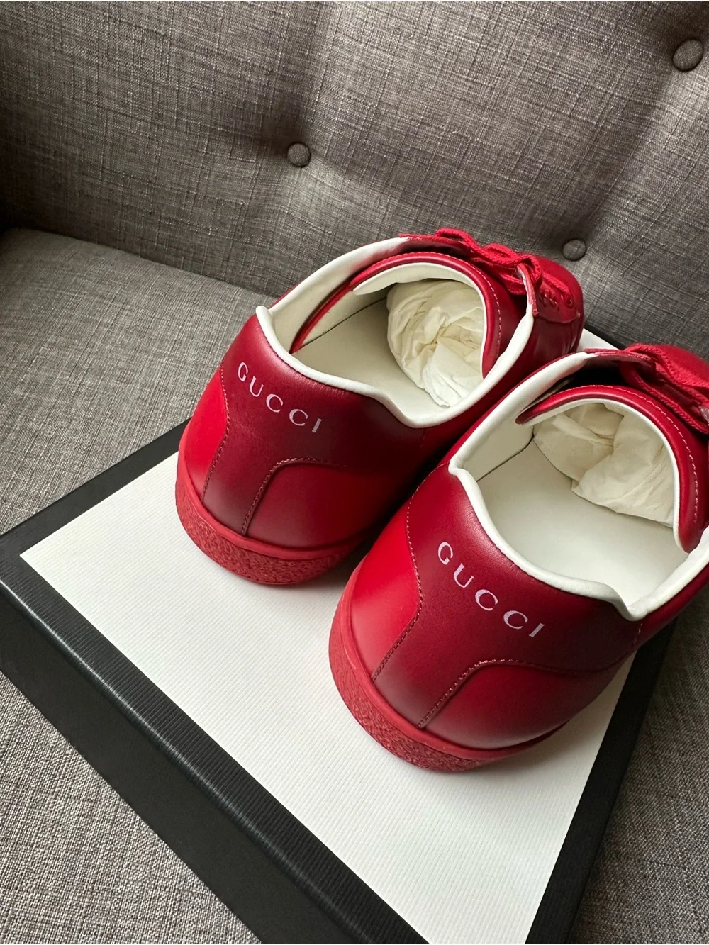 Gucci Ace Red Leather Low-Top Sneakers